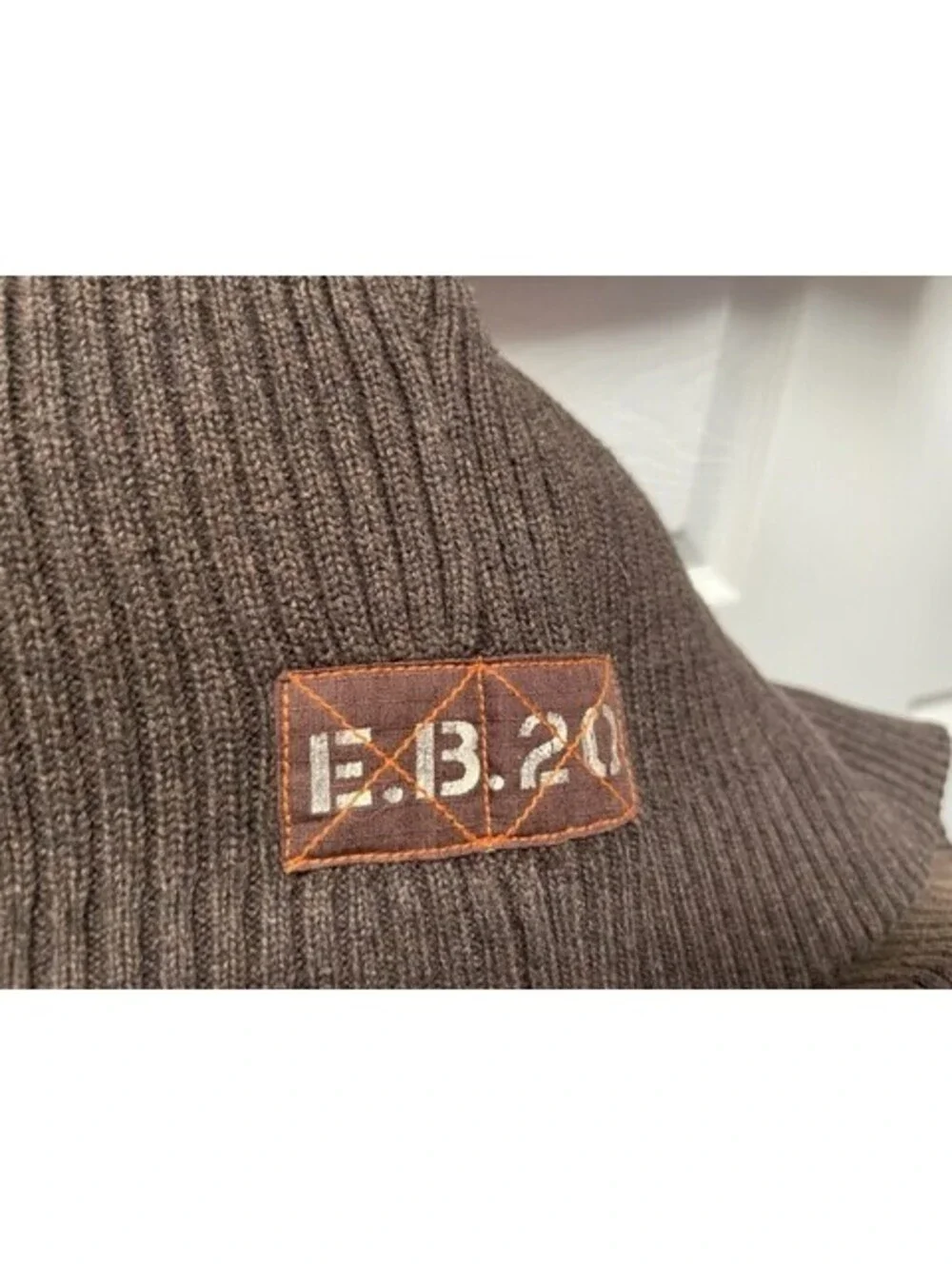 Eddie Bauer Sport Shop Sweater 1/4 Button Ribbed Mens M Dark Brown Mock Neck EUC
